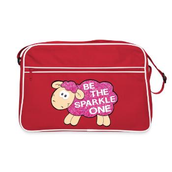 Be the Sparkle One – Glitzerndes Schaf Spruch - Retro Tasche - Rot/Weiß - Vorne