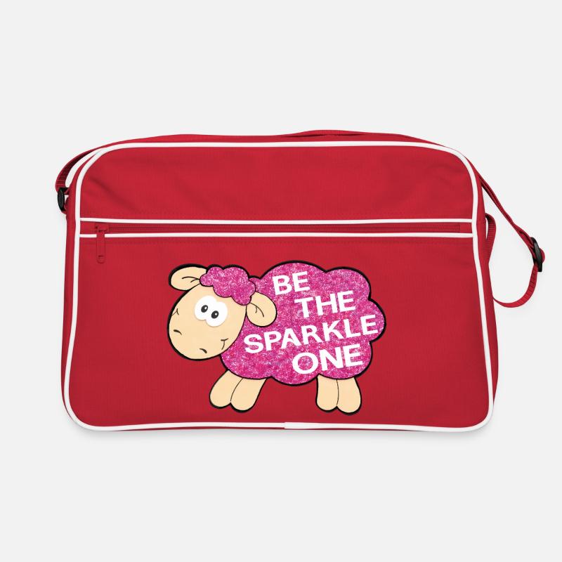 Be the Sparkle One – Glitzerndes Schaf Spruch - Retro Tasche - Rot/Weiß