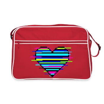 Cadeau Cœur Glitch pour les joueurs et les nerds : Amour rétro - Sac Retro - rouge/blanc - Devant