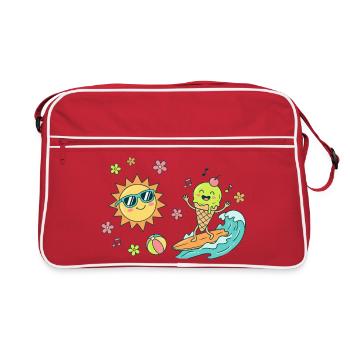 Sonne Surfer Eiscreme Wellen Eiskugel Sommer Spaß - Retro Bag - red/white - Front