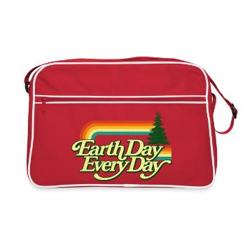 Earth Day Everyday Climate Awareness - Retro Bag - red/white - Front
