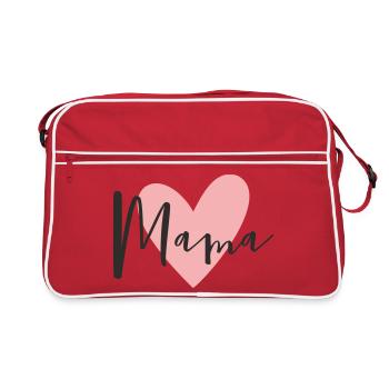 Mom with Heart – Loving Text Design - Retro Bag - red/white - Front