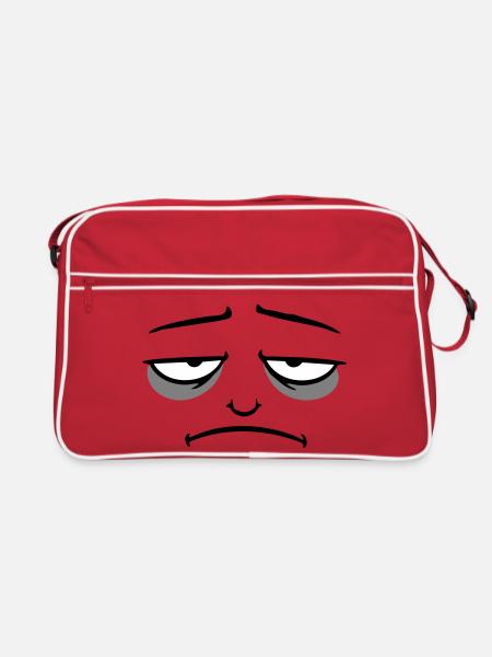 Mürrisches Trauriges Enttäuschtes Gesicht Lustig - Sac Retro - rouge/blanc - Devant
