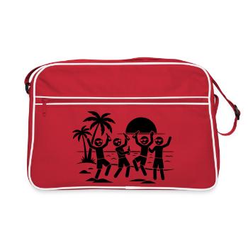 Fête de fin d’année à la plage - Sac Retro - rouge/blanc - Devant