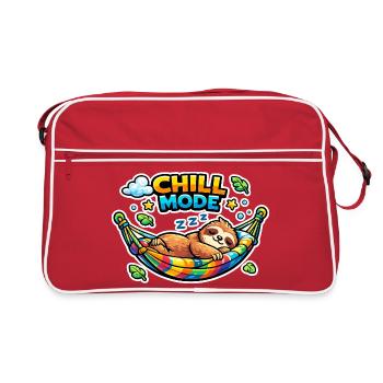 Chill mode sloth in hammock - Retro Bag - red/white - Front