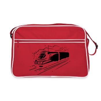 Zug Comic Stil - Retro Tasche - Rot/Weiß - Vorne