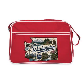 Washington State Mount Rainier Vintage Sticker - Retro Bag - red/white - Front