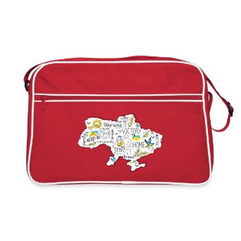 Ukraine Victory Doodle-Karte - Retro Tasche - Rot/Weiß - Vorne