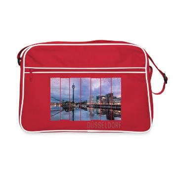 Düsseldorf in Nordrhein Westfalen mit Skyline - Retro Tasche - Rot/Weiß - Vorne