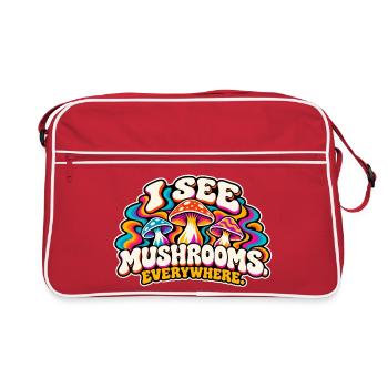 Ich sehe Pilze überall - Retro Tasche - Rot/Weiß - Vorne