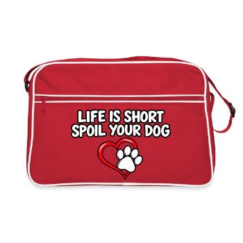 Hundeliebhaber Haustiereltern Hundemama Papa Fell Mama Kunst - Retro Tasche - Rot/Weiß - Vorne