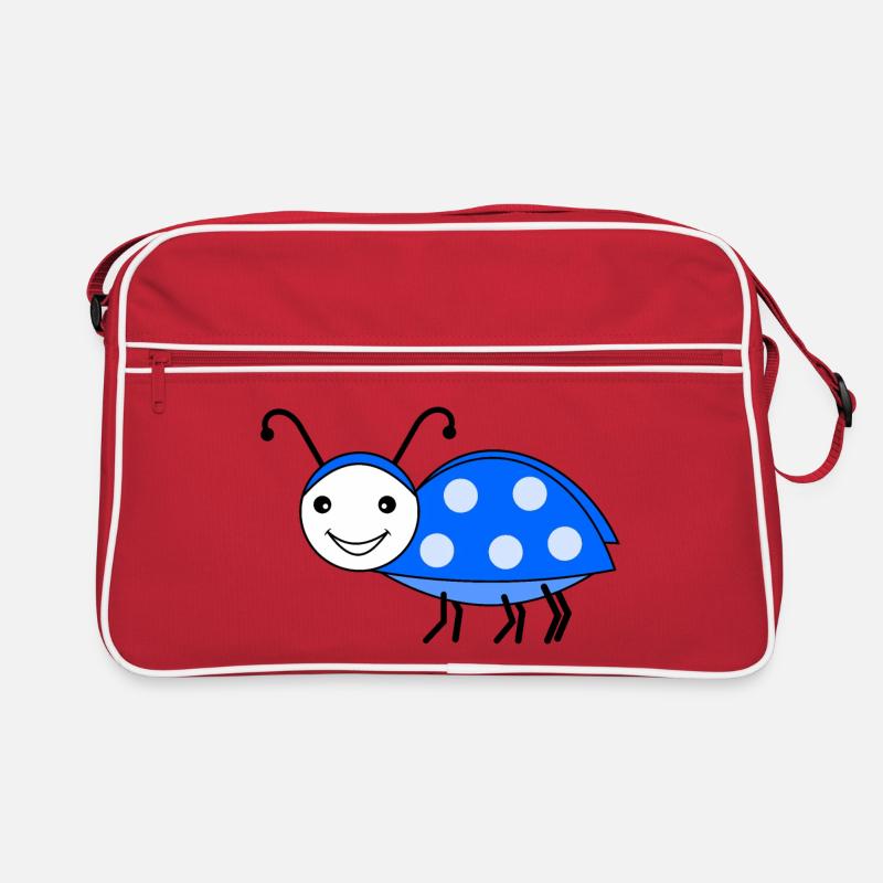 Maikäfer blau - Retro Tasche - Rot/Weiß
