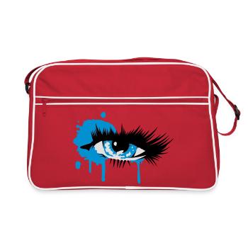 A colored eye with long eyelashes - Retro Bag - red/white - Front