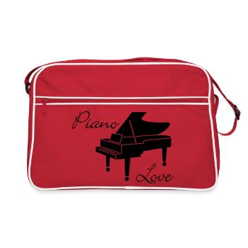 Klavier Liebe - Retro Tasche - Rot/Weiß - Vorne