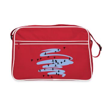 Wild Geese Cranes Spring - Retro Bag - red/white - Front
