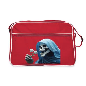 Rose blanche pour la cape de tête de tête de faucheuse - Sac Retro - rouge/blanc - Devant