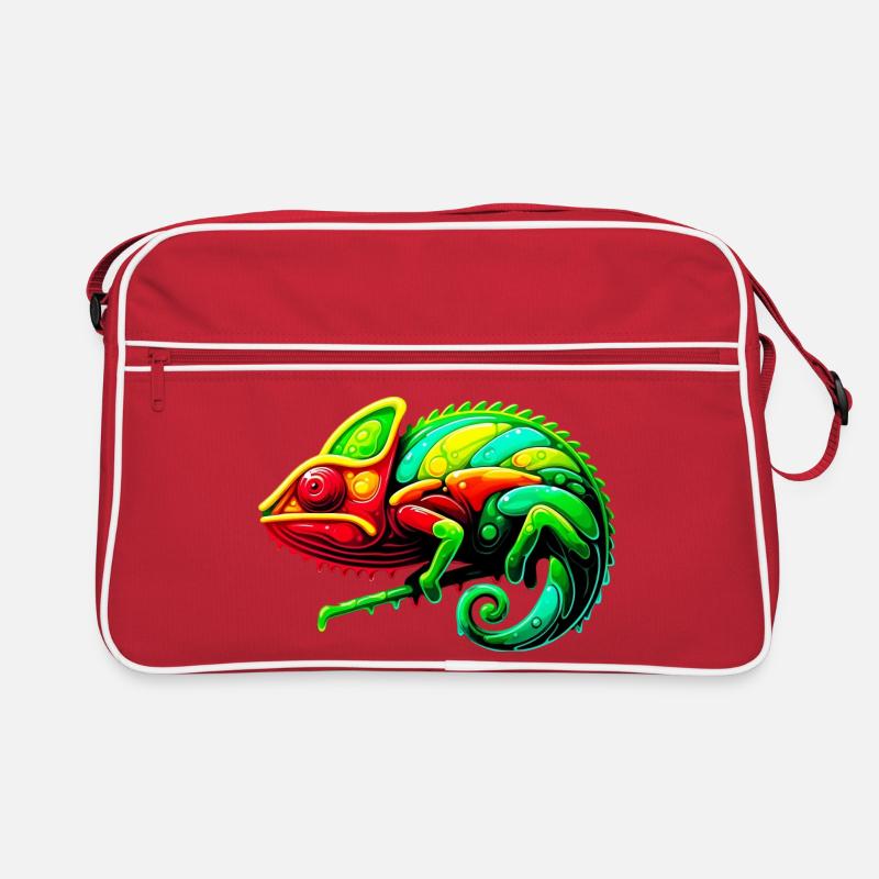 Chamäleon - Retro Tasche - Rot/Weiß