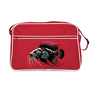 Poisson-chat d’aquarium, poisson-chat d’antenne, minimaliste - Sac Retro - rouge/blanc - Devant