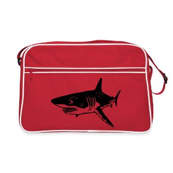 Le requin noir prédateur - Sac Retro - rouge/blanc - Devant