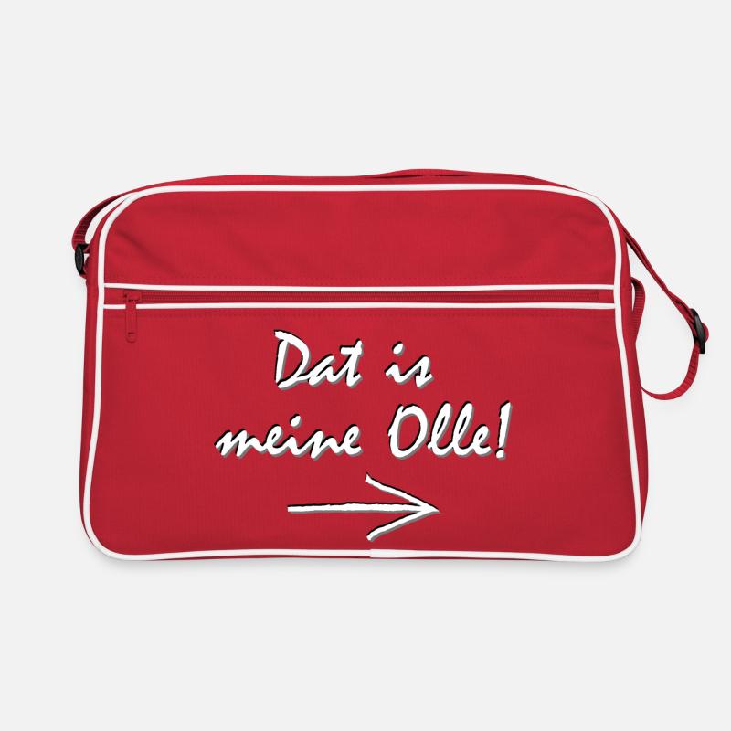 Dat is meine Olle typischer Ruhrpott Dialekt fun - Retro Tasche - Rot/Weiß