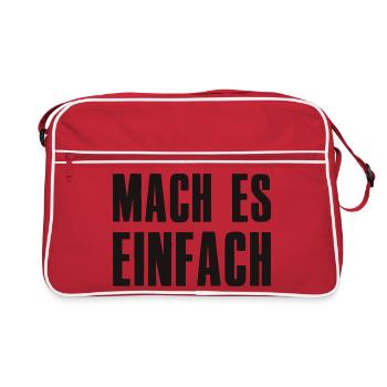 Mach es einfach Spruch Gründer Unternehmer - Retro Tasche - Rot/Weiß - Vorne