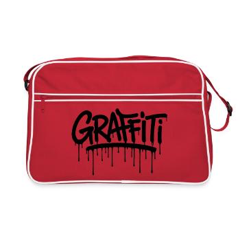 Graffiti tag noir  - Sac Retro - rouge/blanc - Devant