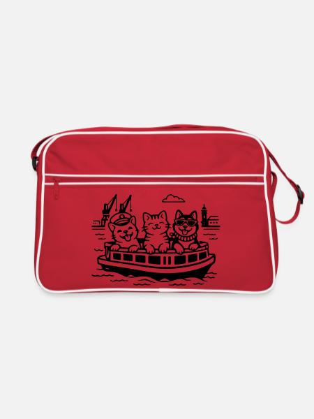 Harbour Cats Dogs Harbour Cruise Hamburg - Retro Bag - red/white - Front