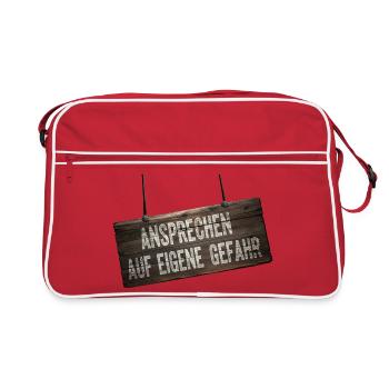 Adressez-vous à vos risques et périls – Bouclier de l’humour - Sac Retro - rouge/blanc - Devant