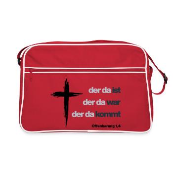 Revelation 1:4 (THE ONE WHO IS/WAS/COME9 - Retro Bag - red/white - Front