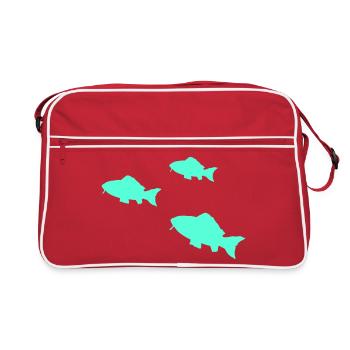 Neon Fish Silhouettes - Retro Bag - red/white - Front