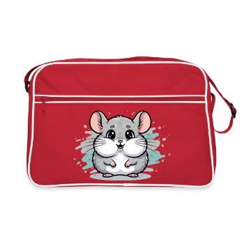 Cuddly Hamster Cartoon - Retro Bag - red/white - Front