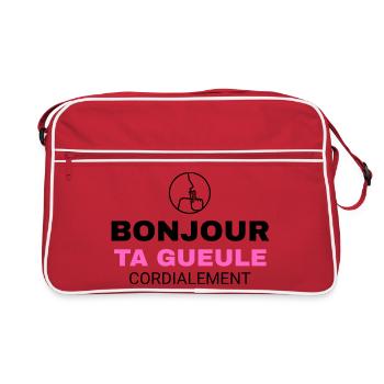 Citationimple Drole Humour Bonjour Ta Gueule - Sac Retro - rouge/blanc - Devant