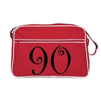 90. 90 ANS. 90e ANNIVERSAIRE. ANNIVERSAIRE 90 ANS. - Sac Retro - rouge/blanc - Devant