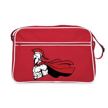 Spartiate_Guerrier_Mascotte_Casque_Cape_Rouge - Retro Bag - red/white - Front