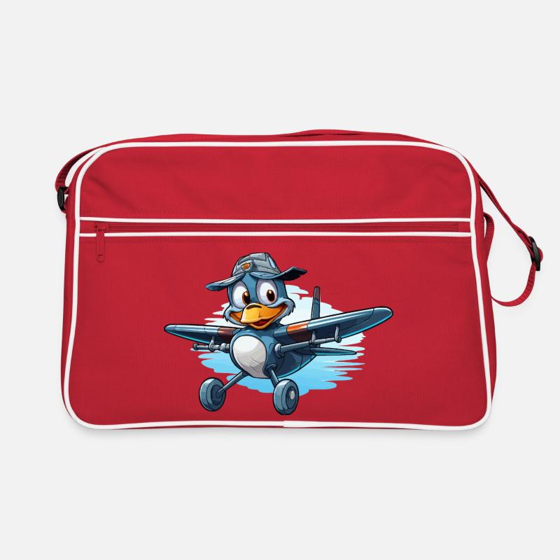 Pinguin Pilot im Luftflugzeug Retro Tasche