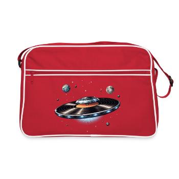 UFO from vinyl record in space - Retro Bag - red/white - Front
