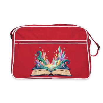 Dream World Awakens from Book Pages Fantasy Book - Retro Bag - red/white - Front