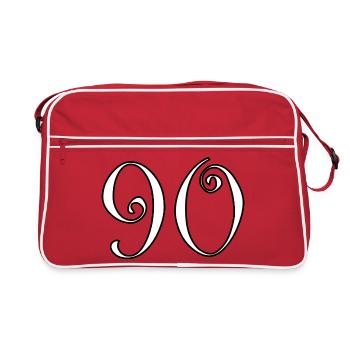 90. 90 ANS. 90e ANNIVERSAIRE. ANNIVERSAIRE 90 ANS. - Sac Retro - rouge/blanc - Devant