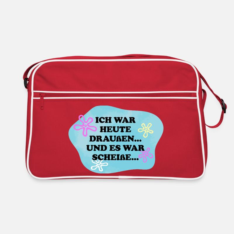 Ich war draußen | Sarkasmus Retro Meme - Retro Tasche - Rot/Weiß