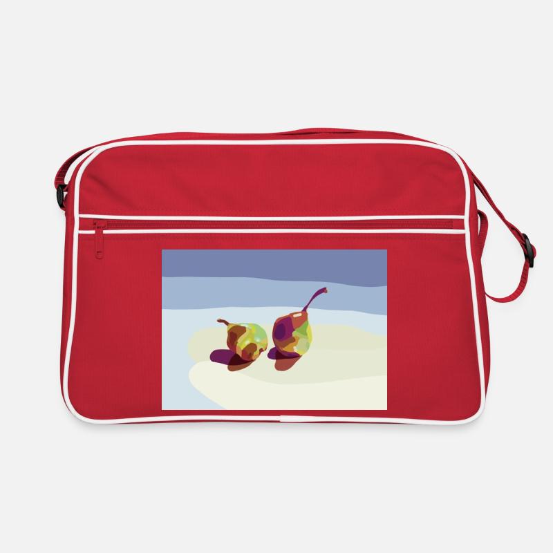 Abstrakte Birnen am Strand - Retro Tasche - Rot/Weiß