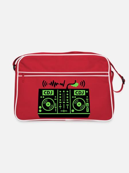 DJ Mixer Mischpult Techno Festival Raver - Retro Tasche - Rot/Weiß - Vorne