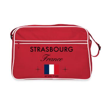 Strasbourg France Coordonnées Souvenir de voyage - Sac Retro - rouge/blanc - Devant