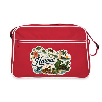 Autocollant de voyage vintage de l’État d’Aloha d’Hawaï - Sac Retro - rouge/blanc - Devant