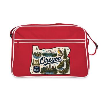 Oregon Beaver State Vintage Travel Sticker - Retro Bag - red/white - Front