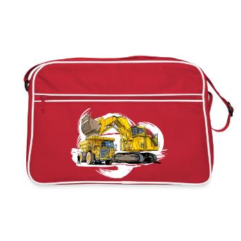 Mega machines on the construction site - Retro Bag - red/white - Front
