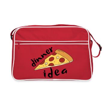 Cartoon-Peperoni-Pizza – Abendessen-Idee - Retro Tasche - Rot/Weiß - Vorne