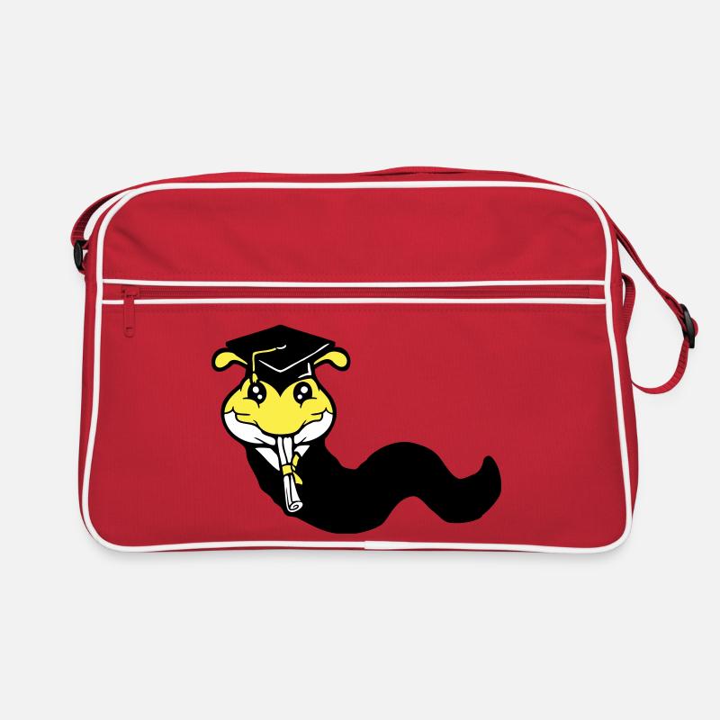 Raupe Schulabschluss Abitur bestanden College Wurm - Retro Tasche - Rot/Weiß