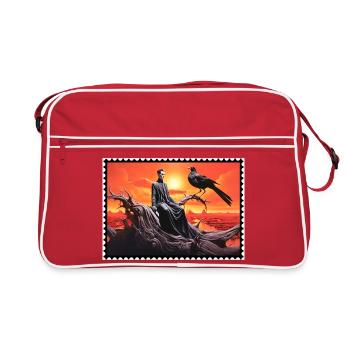 Dark fantasy raven and sunset surreal - Retro Bag - red/white - Front