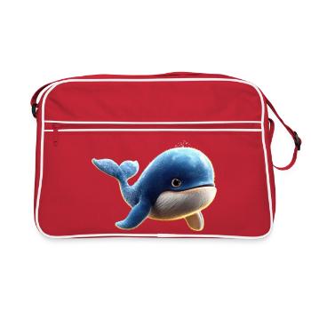 Baleine bleue Baleine Baleines bleues Baleines Chant Baleine Plongeur Baleines Océan - Sac Retro - rouge/blanc - Devant