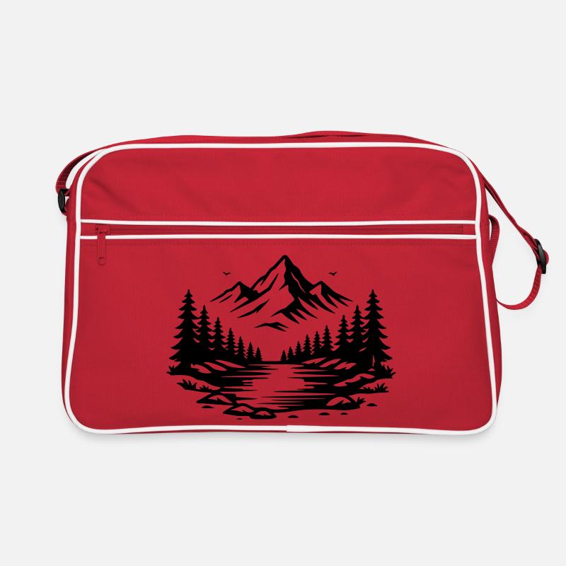 Berge Wald Outdoor Symbol Retro Tasche